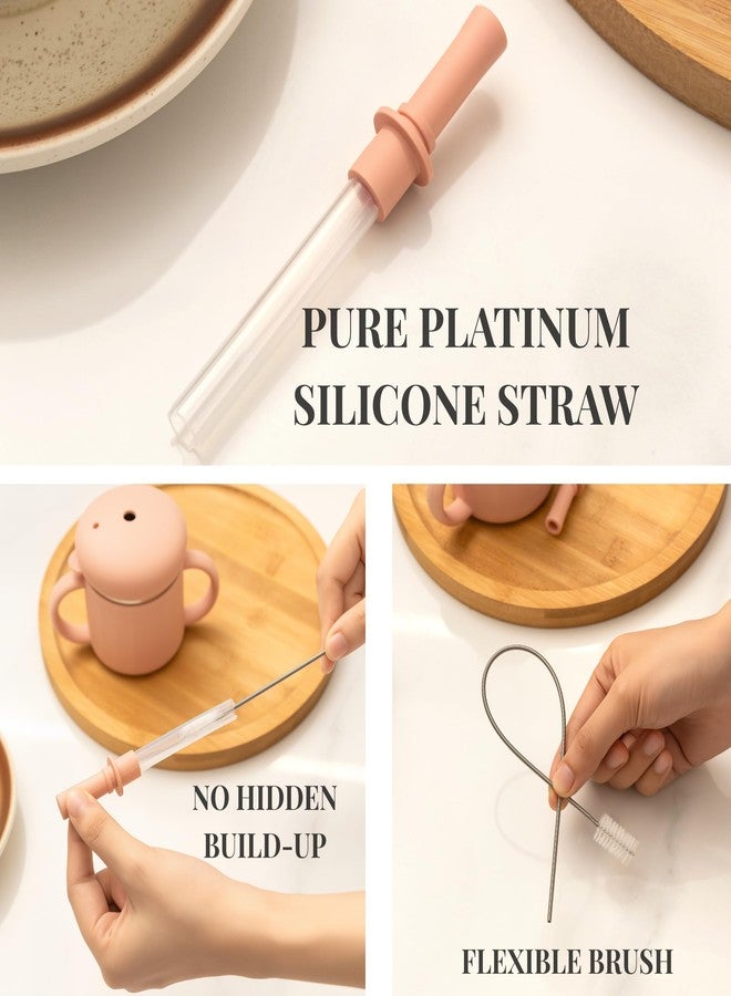 SELECTSHEN Stainless Steel Sippy Cup with Platinum Silicone Sleeve, Spill-Proof Spout & Pull-Proof Straw –Training Cup for Kids,Leak-Resistant, BPA-Free, Dishwasher Safe, with Handles & Brush - Image 4